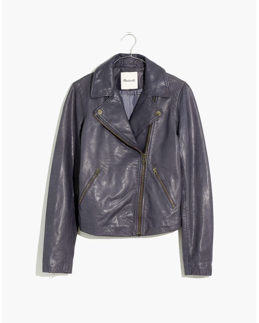 MW Washed Leather Motorcycle Jacket Brass Hardware Edition in Blue Lyst