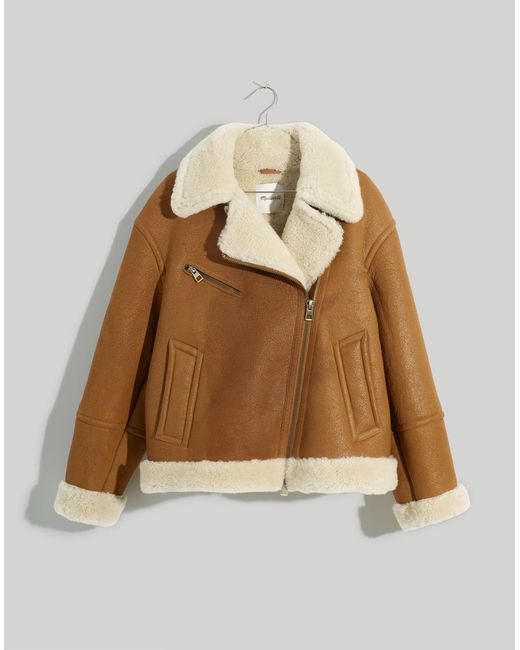 MW Oversized Shearling Motorcycle Jacket in Blue Lyst