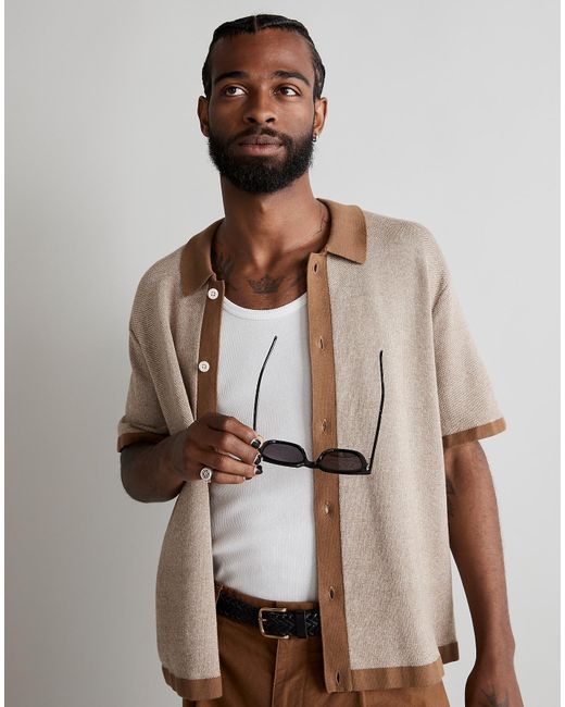 MW Button-up Sweater Polo in Brown for Men | Lyst