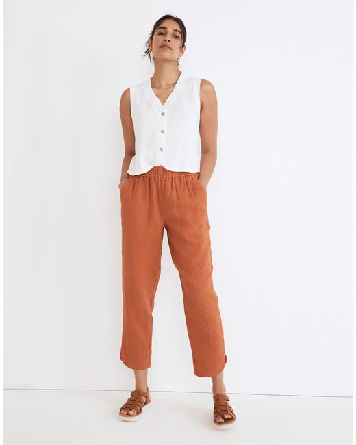 MW Cotton Lightspun Pull-on High-rise Tapered Pants in White | Lyst