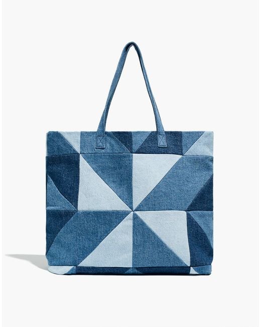 MW Blue Madewell X Rekut Upcycled Denim Patchwork Tote Bag
