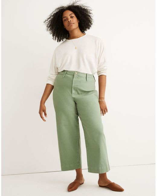 MW Petite Curvy Slim Emmett Wide-leg Crop Pants in Green | Lyst Canada