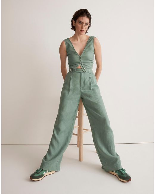 MW The Harlow Wide-leg Pant In 100% Linen in Green | Lyst Canada