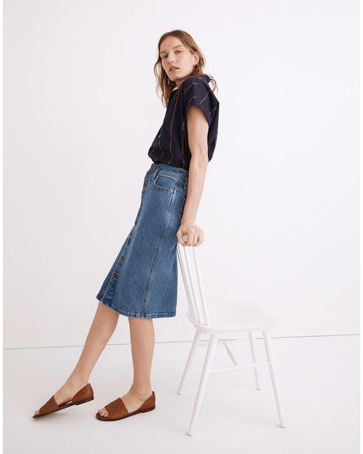 MW Denim High waist Midi Skirt In Holton Wash Western Edition in
