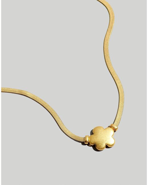 MW Puffy Charm Herringbone Necklace in Metallic Lyst