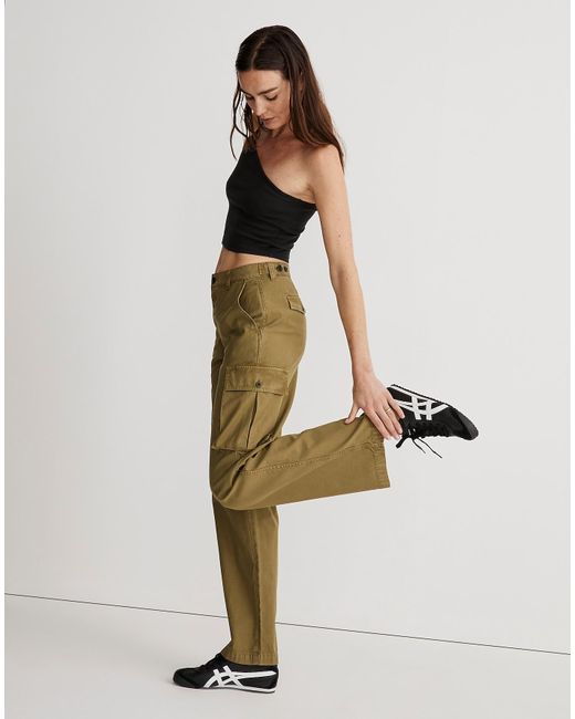 MW Petite Garment-dyed Low-slung Straight Cargo Pants in Green | Lyst
