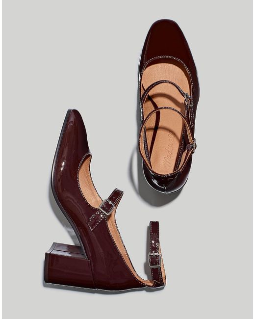MW Brown The Maddie Heeled Mary Jane In Patent Leather