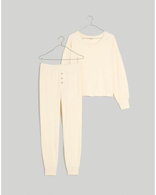 MW Brushed Waffle Knit Pajama Set in White Lyst