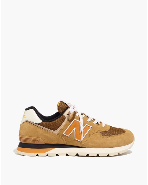 MW Natural New Balance® Suede 574 Sneakers In Gold, Moss And Black for men