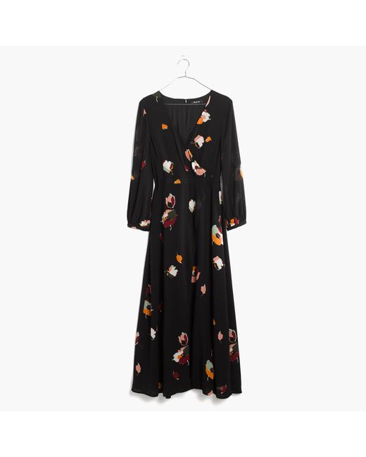 Madewell Black Painted Floral Maxi Dress