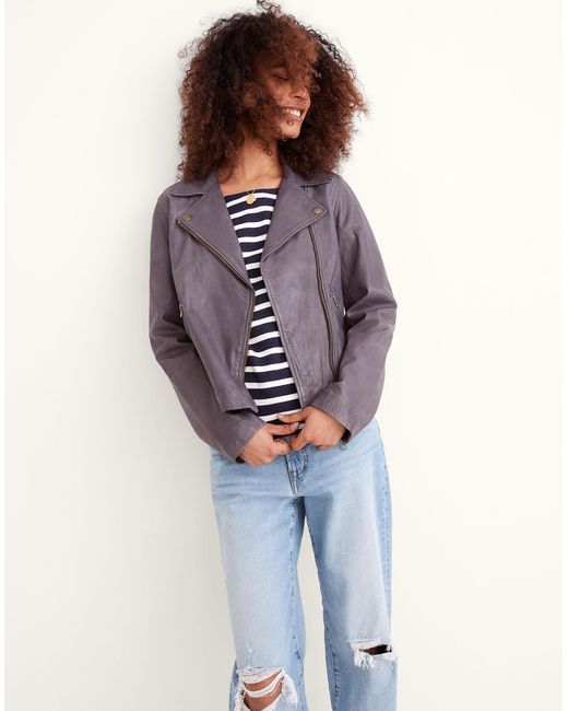 MW Washed Leather Motorcycle Jacket Brass Hardware Edition in Blue Lyst