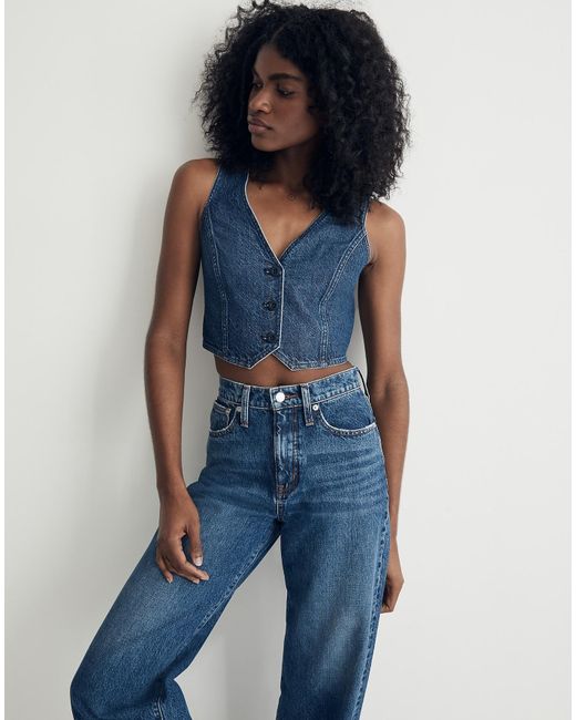 MW Crop Vest Top In Coltman Wash in Blue | Lyst Canada