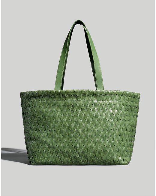 MW Green Large Woven Leather Tote