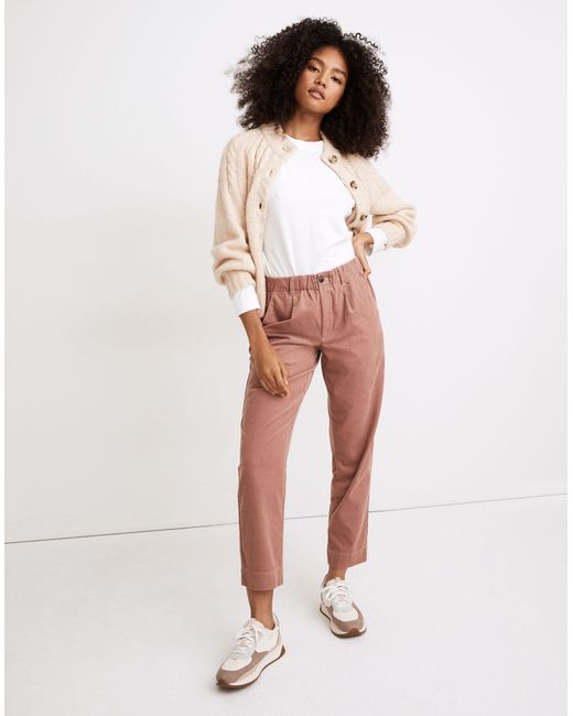 MW Petite Corduroy Pull-on Mid-rise Jogger Pants in White | Lyst UK