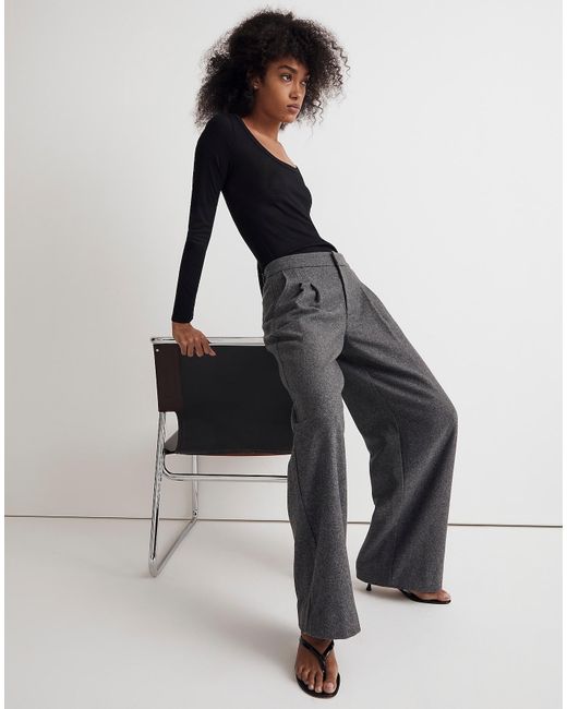 MW Gray The Harlow Low-slung Wide-leg Pant