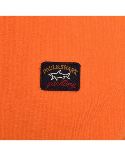 Paul & Shark Orange Paul And Shark Short Sleeved Logo T Shirt for men