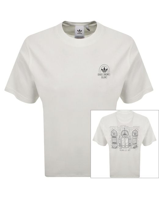 Adidas Originals White Milan Shop T Shirt Off for men