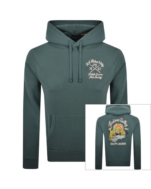 Ralph Lauren Green Embroidered Hoodie Charter for men