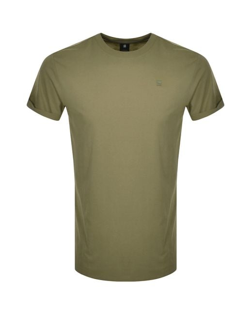 G-Star Green Raw Lash Logo T Shirt for men