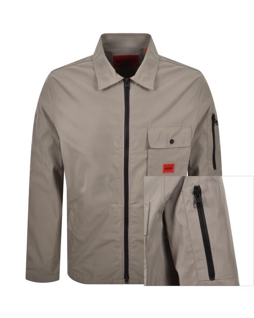 HUGO Brown Emmond Overshirt Light Pastel for men