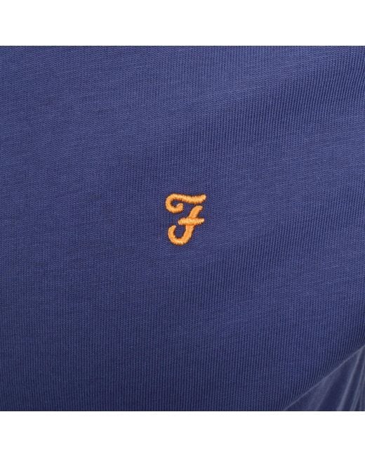 Farah Blue Farah Danny Regular Fit T Shirt Sigil for men