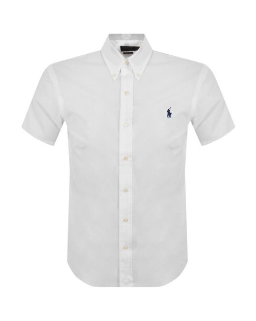 Ralph Lauren White Oxford Short Sleeve Shirt for men