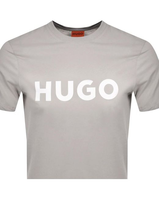 HUGO Gray Dulivio Crew Neck T Shirt for men
