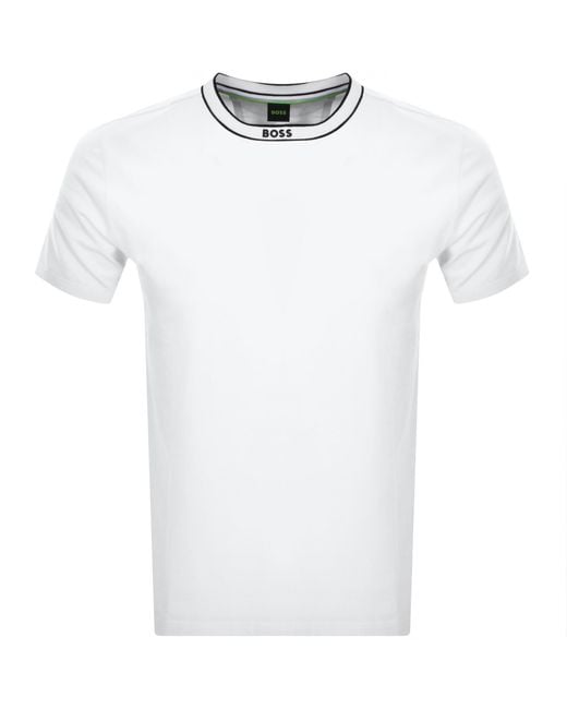 Boss White Boss Tee 5 Logo Collar T Shirt for men