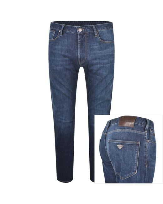 Armani Blue Emporio J06 Slim Fit Jeans Mid Wash for men