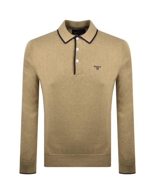 Barbour Natural Taunton Knitted Polo Stone for men