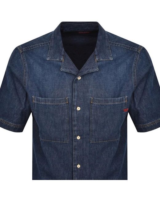 DIESEL Blue Denim Parohort Short Sleeve Shirt for men