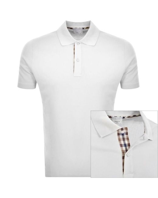 Aquascutum White Pique Polo T Shirt for men
