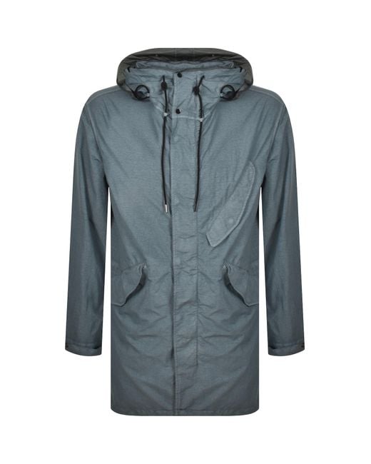 C P Company Blue Cp Company Fishtail Parka Long Jacket for men