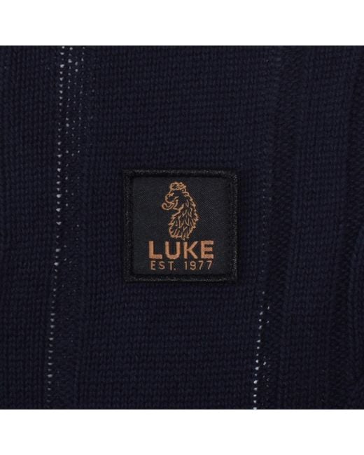 Luke 1977 Blue Merton Funnel Knit Jumper for men