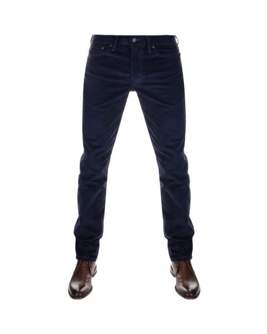 Levi's Blue 511 Slim Fit Corduroy Trousers Navy for men