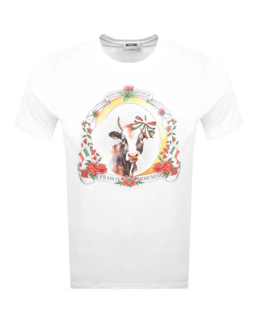 Moschino White Logo T Shirt for men