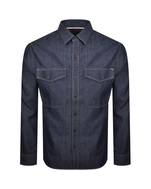Replay Blue Denim Look Long Sleeved Shirt for men
