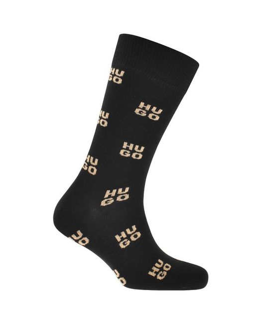 HUGO Black 2 Pack Logo Socks Gift Set for men