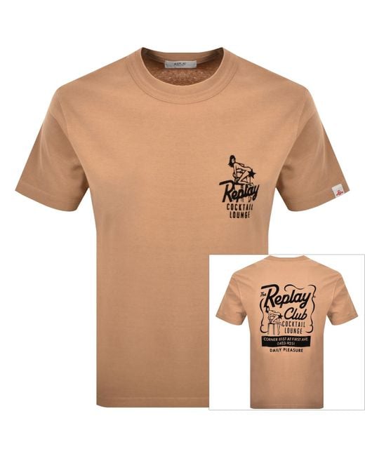 Replay Natural Flock Graphic T Shirt for men