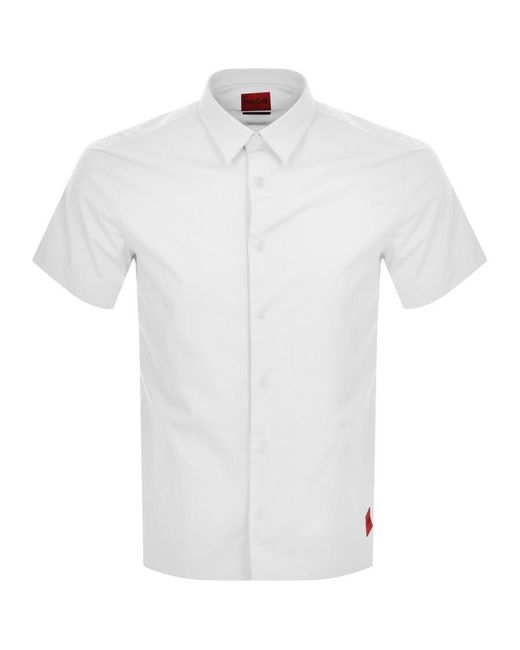HUGO White Short Sleeved Ebor Shirt for men
