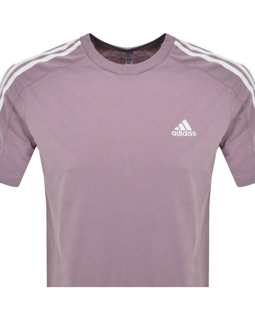 Adidas Originals Purple Adidas Sportswear 3 Stripes T Shirt for men