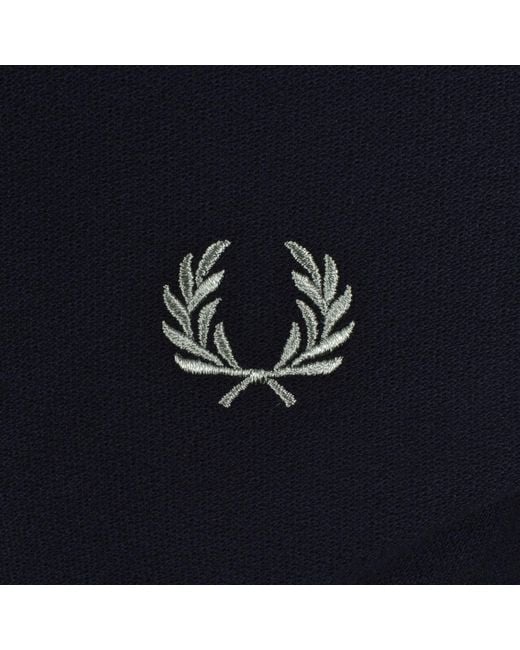 Fred Perry Black Zip Neck Crepe Polo for men