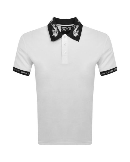 Versace Gray Couture Printed Collar Polo T Shirt for men