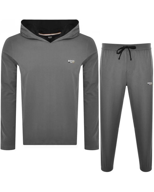 BOSS BUSINESS Gray Boss Oliver Hooded Tracksuit for men