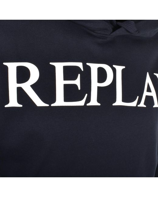 Replay Blue Logo Hoodie for men