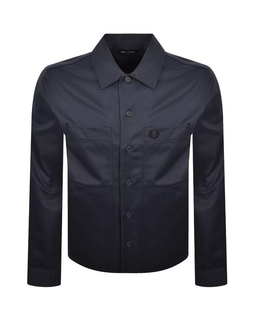 Fred Perry Blue Twill Overshirt for men