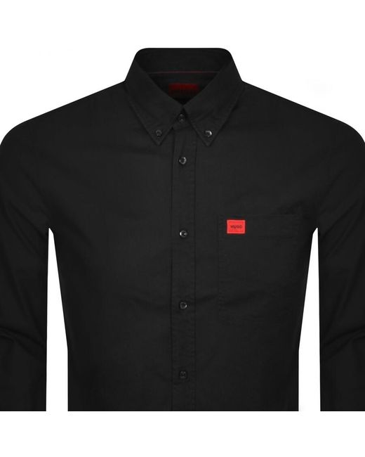 HUGO Black Long Sleeved Evito Shirt for men