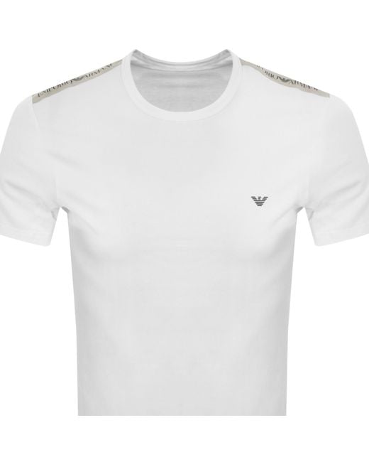 Armani White Emporio Lounge Logo T Shirt for men