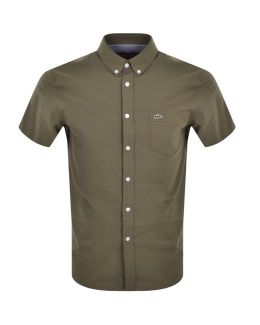 Lacoste Green Oxford Short Sleeved Shirt for men