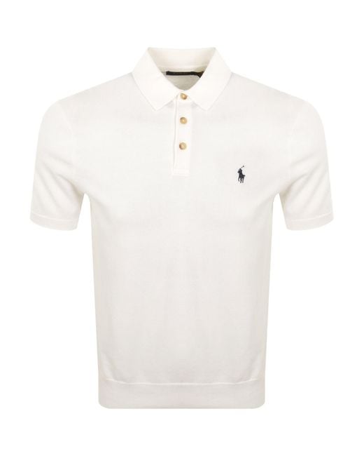 Ralph Lauren White Knit Polo T Shirt for men